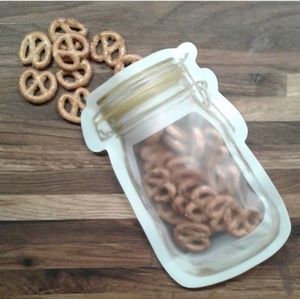 5 reusable plastic jar snack bags - sm